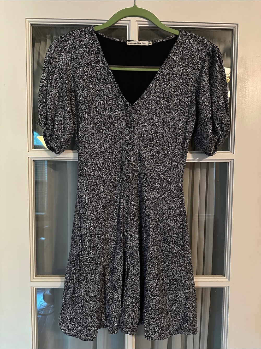 Abercrombie & Fitch Navy and Gray Floral Button-Front Dress